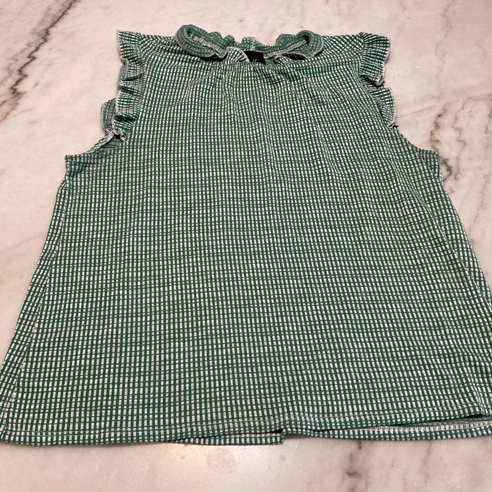 W5 Green Checkered Ruffle Blouse